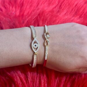 Gold and Silver Eye and Infinity Bracelet Set